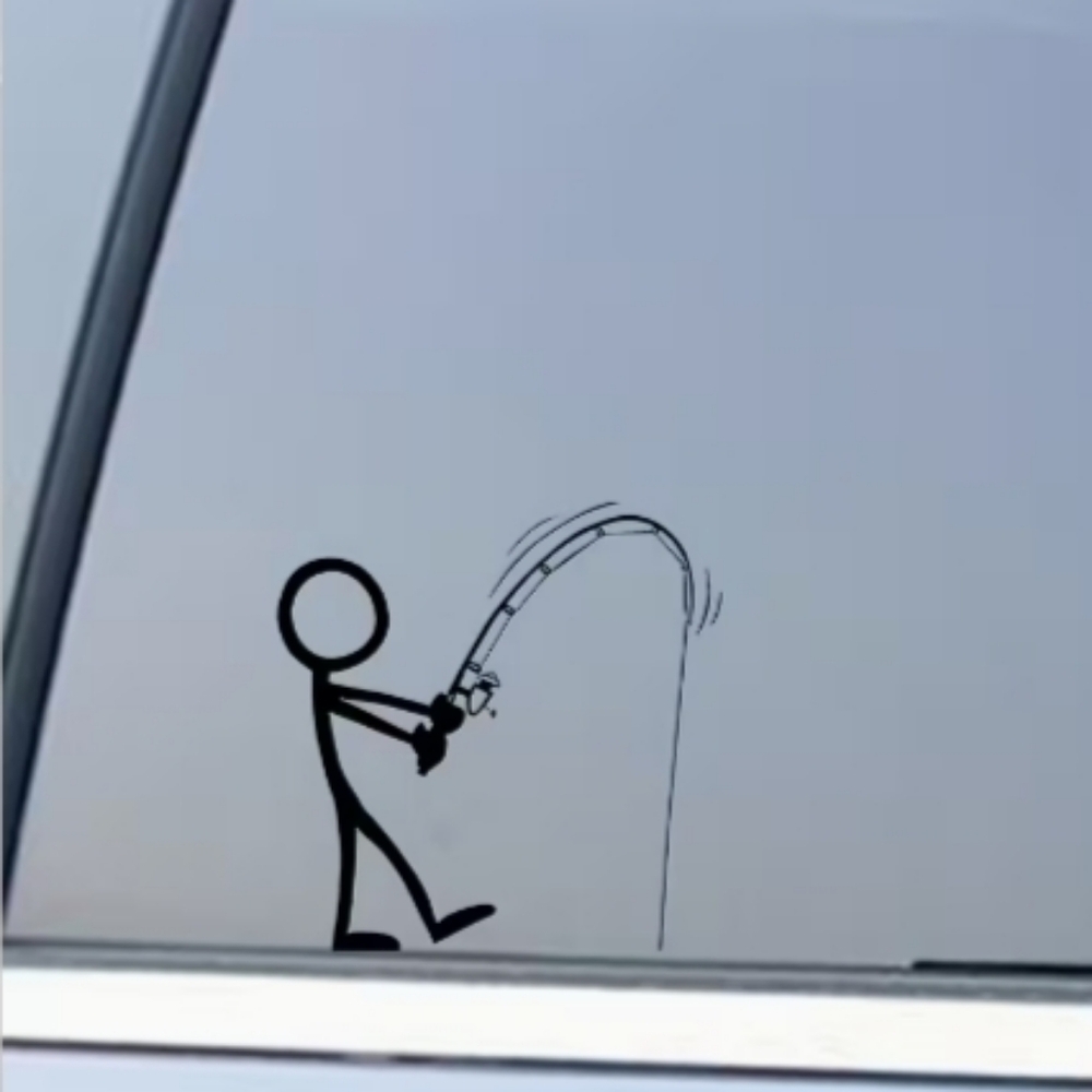 Stick Figure Fisherman Fishing HookFish Vinyl Graphic Auto‎ Laptop Decal Sticker